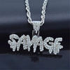 Ice City Mens SAVAGE with CZ Bling Dripping Letters Pendant Chain Necklace