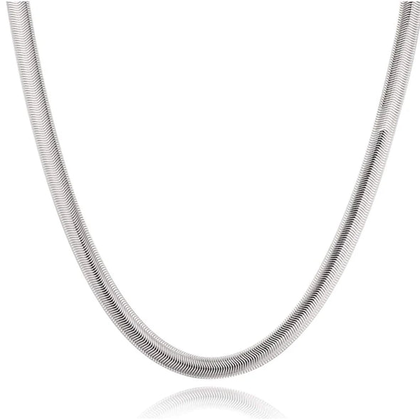 Ice City 925 Sterling Silver Snake Chain Herringbone Necklace for Women (6MM, 16-24 Inches)