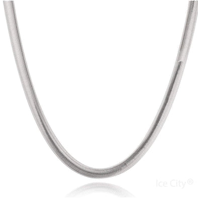 Ice City Herringbone Snake Chain Sterling Silver Plated Necklace