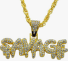 Ice City Savage Bling Crystal Dripping Letters Pendant Necklace for Men Fashion Jewelry 23-26 Inches