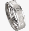 Ice City Roman Numeral Wedding Band Ring, Stainless Steel Rings for Men Size 6-12