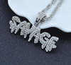 Ice City Savage Bling Crystal Dripping Letters Pendant Necklace for Men Fashion Jewelry 23-26 Inches