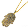 Ice City Men's Iced Hamsa Hand Pendant Necklace, Cubic Zirconia Jewelry in Gold and Silver