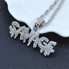 Ice City Mens SAVAGE with CZ Bling Dripping Letters Pendant Chain Necklace
