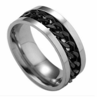 Ice City Men Chain Spinner Rings Fashion Punk Rock Stainless Steel Jewelry
