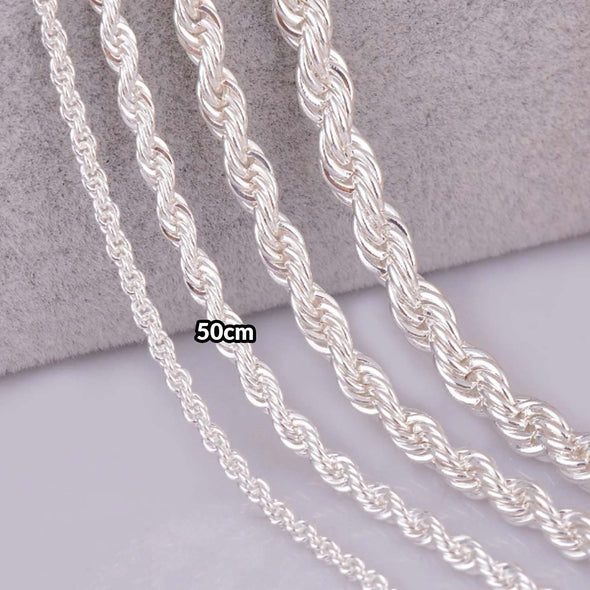 Ice City Mens Gold / Silver Plated Italian Rope Chain Necklace 3mm 50cm