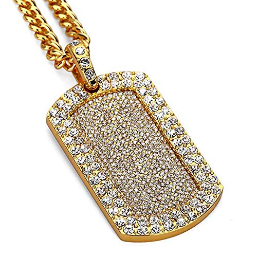 Ice City Men Full Dog Tag Pendant Franco Necklace Chain Men Jewelry