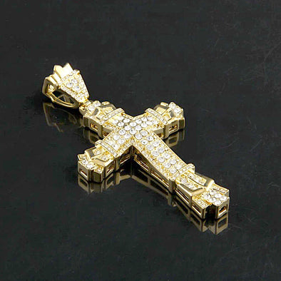 Ice City Men's Iced Cross Pendant Necklace Gold Silver Plated Fashion Jewelry